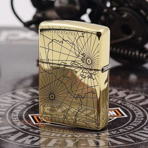 bật lửa zippo họa tiết màu vàng