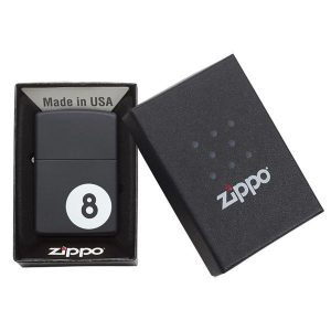 bật lửa zippo đen họa tiếc số tám chính hãng