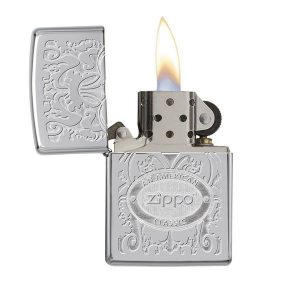 bật lửa zippo họa tiếc màu bạc chính hãng