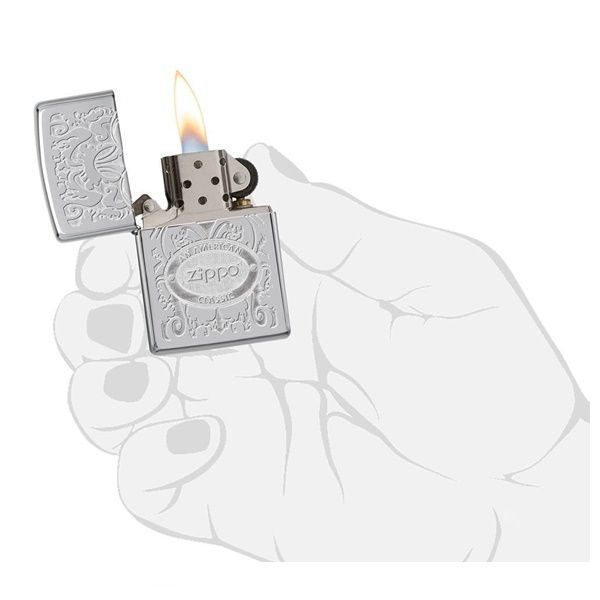 bật lửa zippo họa tiếc màu bạc chính hãng