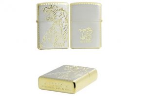 Zippo khắc hổ bạc mạ vàng