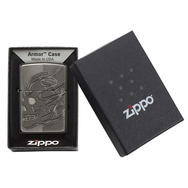 bật lửa zippo họa tiếc màu xám đen chính hãng