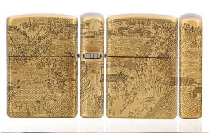 Zippo Armor tranh thủy mạc khắc 4 mặt đồng vỏ dày