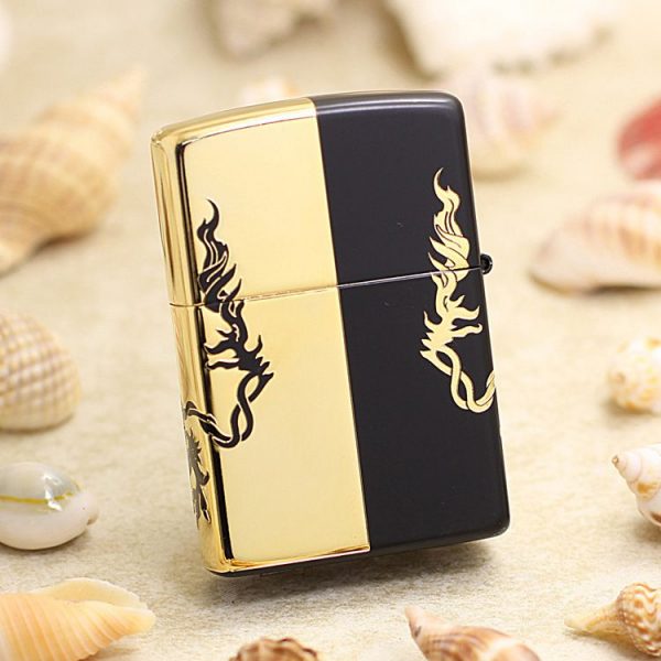 bật lửa zippo họa tiếc màu vàng đen