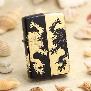 bật lửa zippo họa tiếc màu vàng đen