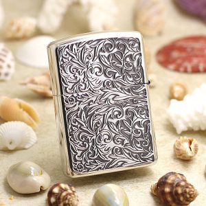 bật lửa zippo họa tiếc màu bạc