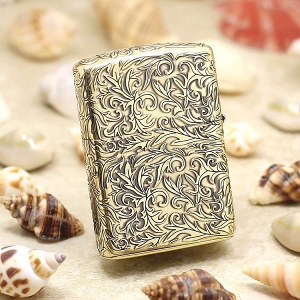 bật lửa zippo họa tiếc màu vàng