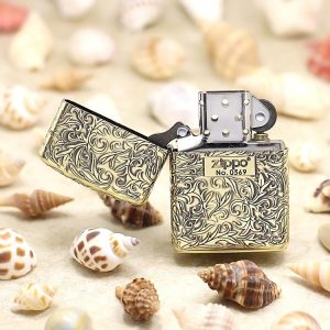 bật lửa zippo họa tiếc màu vàng