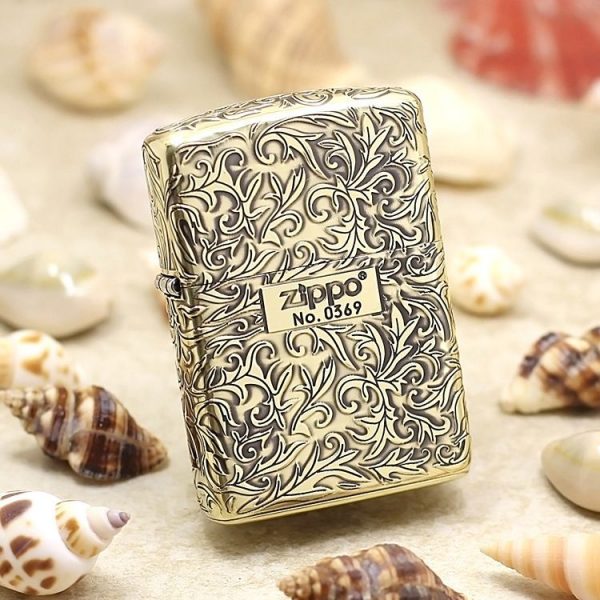 bật lửa zippo họa tiếc màu vàng