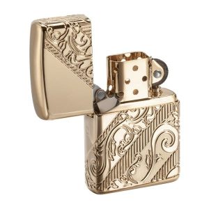 bật lửa zippo họa tiếc màu vàng đồng