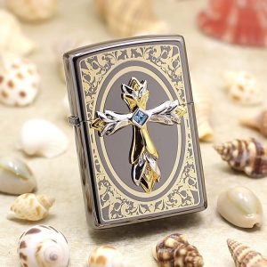 bật lửa zippo họa tiết màu vàng bạc