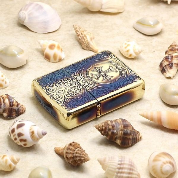 bật lửa zippo họa tiếc màu vàng