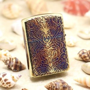 bật lửa zippo họa tiết màu bạc