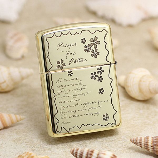 bật lửa zippo họa tiết màu vàng