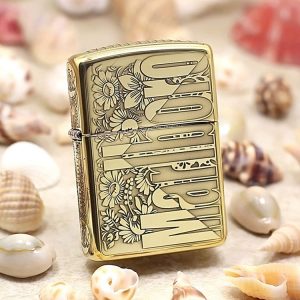 bật lửa zippo họa tiết màu vàng