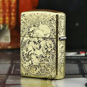 bật lửa zippo họa tiết màu vàng