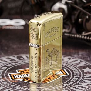 bật lửa zippo họa tiết màu vàng