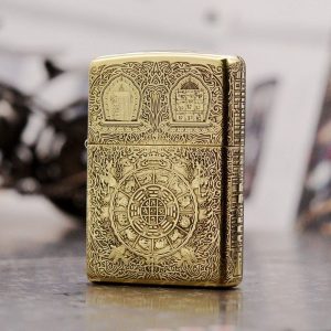 bật lửa zippo họa tiết màu vàng