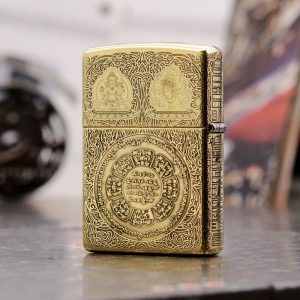 bật lửa zippo họa tiết màu vàng