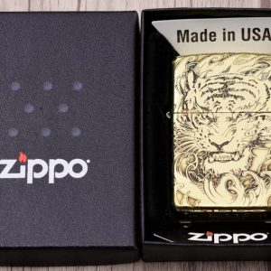 bật lửa zippo họa tiết màu vàng