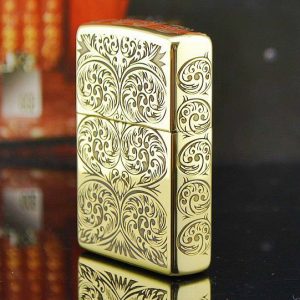 bật lửa zippo họa tiết màu vàng