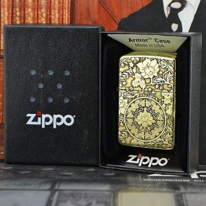 bật lửa zippo họa tiết màu vàng