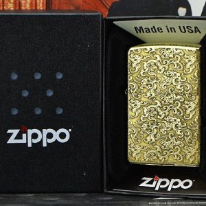 bật lửa zippo họa tiết màu vàng