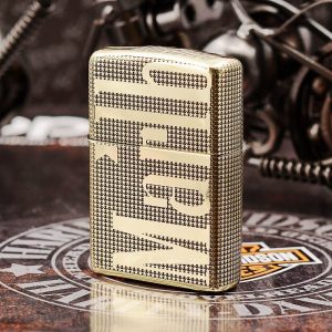 bật lửa zippo họa tiết màu vàng