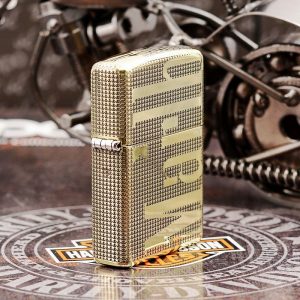 bật lửa zippo họa tiết màu vàng