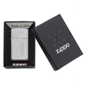 bật lửa zippo cao cấp họa tiết màu bạc